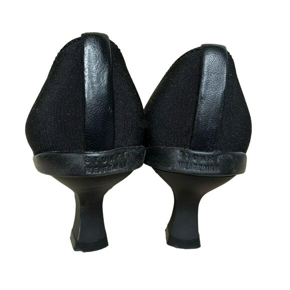 Stuart Weitzman 5M Classic Black Gore-Tex Rainaway Pumps Kitten Heel Square Toe - Picture 4 of 7